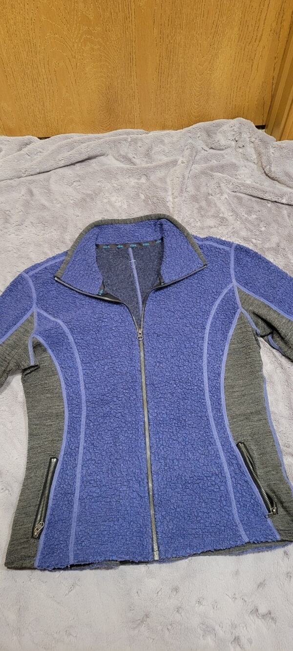 Kuhl Kozet Jacket Women's M Purple Gray Fleece Wool Blend Zip Up Outdoor Hiking